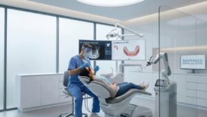Dentist using digital scanner and 3D dental model